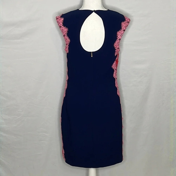 Trina Turk Whim Crochet Lace Trim Shift Dress in Navy Blue - Size 2 - Picture 5 of 8